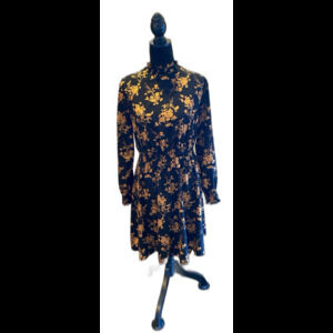 SHEIN Curve Dress Plus Size XL Black Floral Smocked Cottagecore peasant Boho